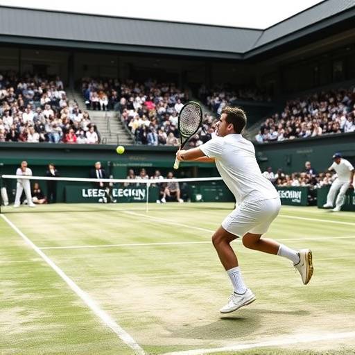 Jannik Sinner durante un match a Wimbledon